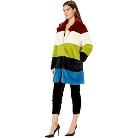 Blank NYC Faux Fur Color Block Coat in Super Nova - Picture 5 of 5